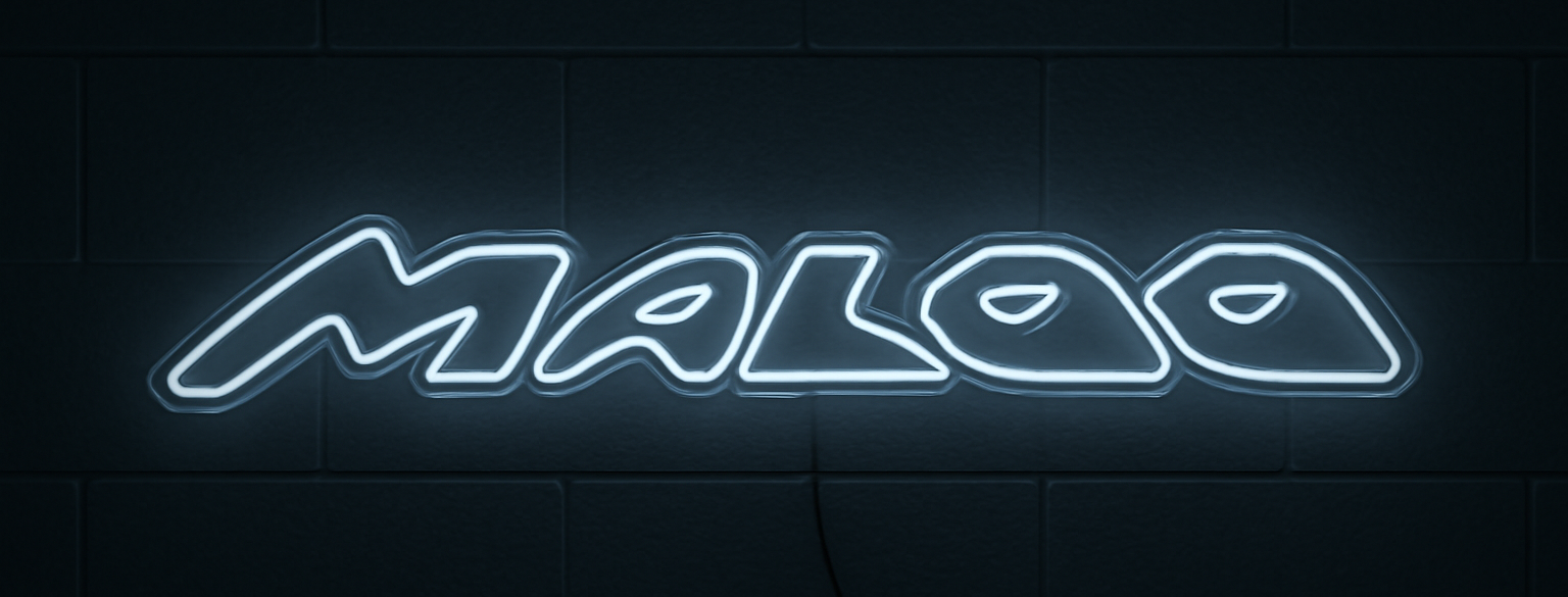 Maloo Neon Light Sign Cool White 100cm X 33cm