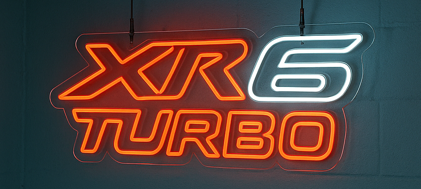 XR6 Turbo Light Sign Red X Cool White 100cm X 33cm