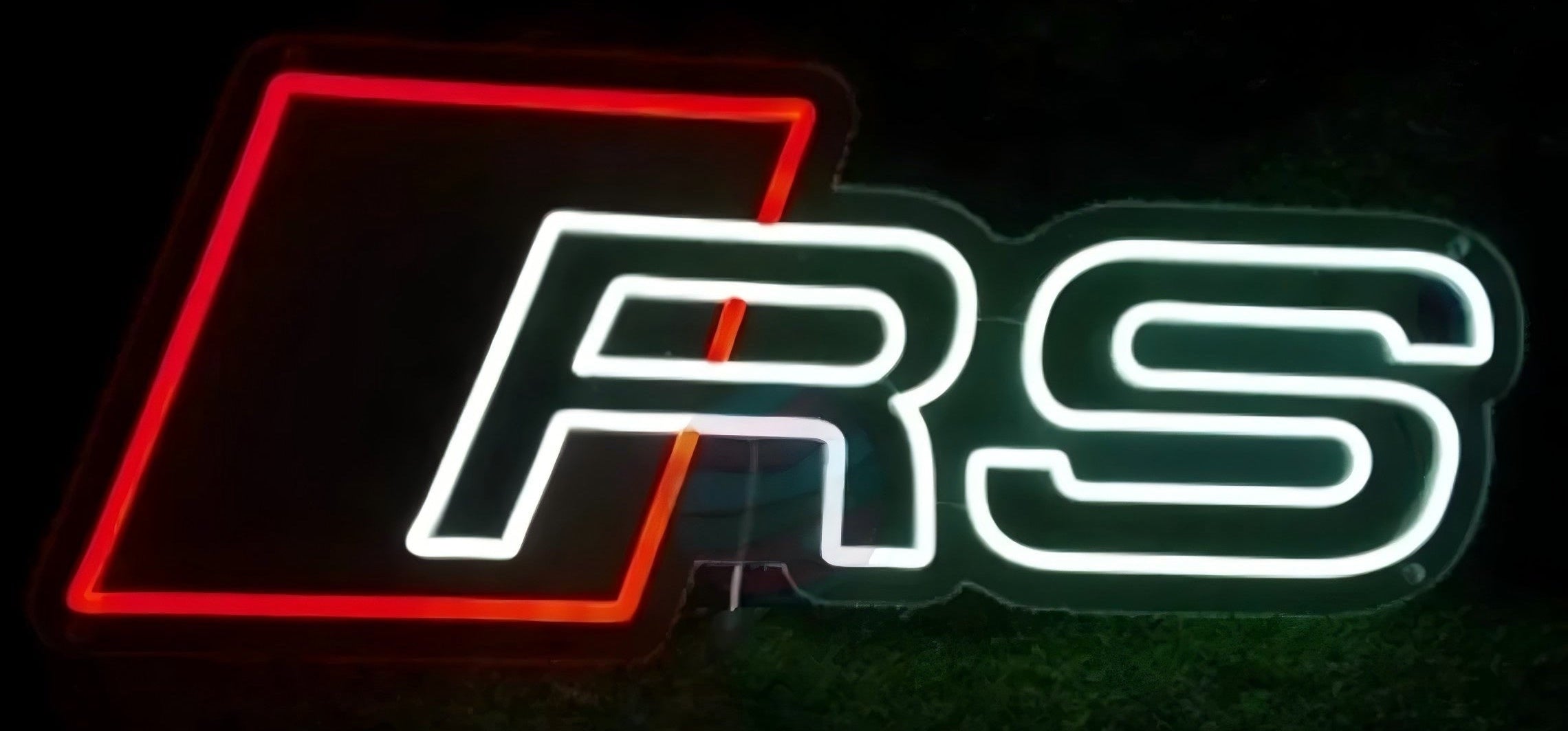 RS Neon Light Sign 40cm X 17cm White X Red